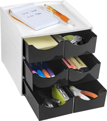Produktbild von CEP Mini-Schubladenbox MyCube 6 Schübe weiß / schwarz