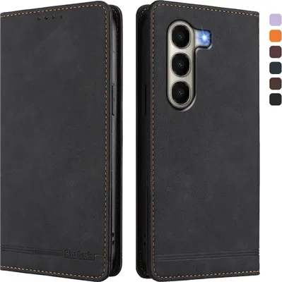 Image de Etui pour itel A95, étui rétro en cuirPolyuréthaneavec support et fentes pour cartes de crédit Noir