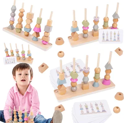 Produktbild von Holz Pädagogisches Montessori Puzzle Verschiedene Formen Und Bunte Figuren