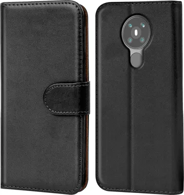 A black book-style phone case for a Nokia 5.3 is shown from the front and back.