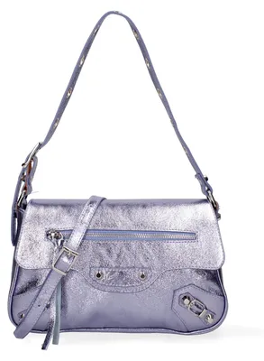 Immagine prodotto di Borsa a Spalla Donna Vera Pelle Bottone Magnetico L001 Silver UNICA 28x15x5 cm
