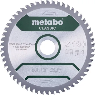 Produktbild von Metabo Sägeblatt multi cut - classic, 190x30 Z54 FZ/TZ 5° /B