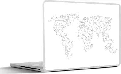 Produktbild von MuchoWow® Laptop Aufkleber Sticker Cover Weltkarte - Einfach - Schwarz - Weiß - Kinder - Jungen - Mädchen 36.5x27.5 cm - Laptop-Sticker