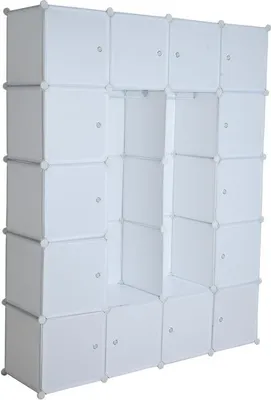 Produktbild von Regalsystem Würfelregal Steckregal mit Kleiderstange Regal Kunststoff Weiß