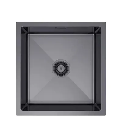 Zdjęcie produktu dla QLS Zlewozmywak podblatowy ze stali nierdzewnej VIVI 47 x 45 cm grafitowy z syfonem 11230