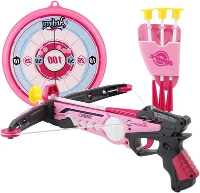 Produktbild von Kinderkruisboogset mit Zielwurfpfeilen und Zielbrett - Indoor und Outdoor Schießspiel (Rosa)