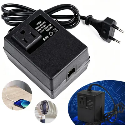 Produktbild von Spannungswandler Transformator 220V auf 110V, Netzadapter, Einphasen Reise Stromadapter für EU‑Stecker