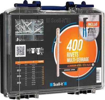 Produktbild von Kasten mit 400 SCELLIT Vielfachnieten - mit Blindnietzange E-500RH - COF500