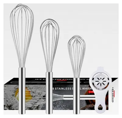 Produktbild von Schneebesen aus Edelstahl, 20,3 cm, 25,4 cm und 30,5 cm, Set für die Küche, Ballon, zum Kochen, Mischen, Schlagen und Rühren, 3 Stück
