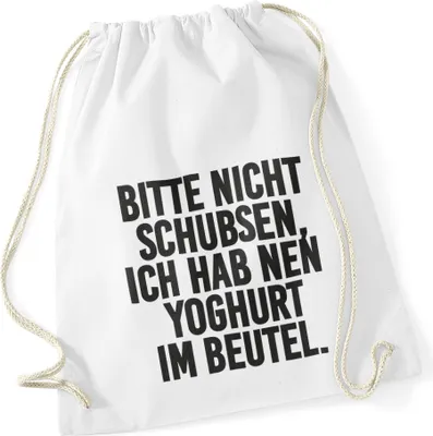 Produktbild von Turnbeutel mit Sprüchen "bitte nicht schubsen" Hipster Beutel Tasche Jutebeutel Gymbag