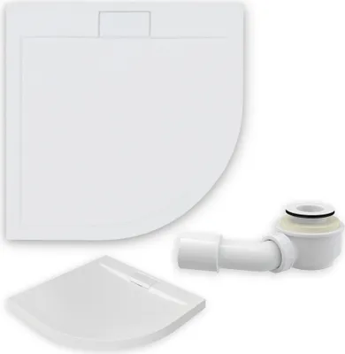 Produktbild von BADLAND Duschwanne Viertelkreis Axim Slim 80x80x4,5 cm mit Ablaufgarnitur Gratis