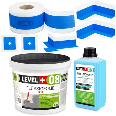 Produktbild von Dichtset für Dusche Bad Abdichtung Dichtfolie Dichtband Flüssigfolie 7kg SET342