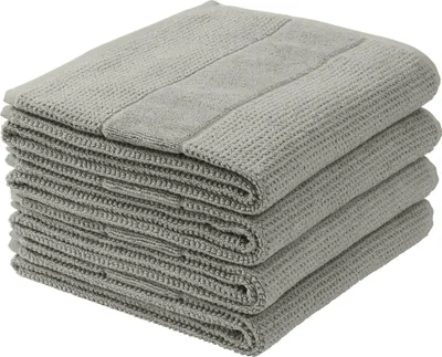 Produktbild von Schiesser Handtuchset Turin | Frottier | 4-teilig | Reiskornoptik | 100% Baumwolle | flauschig, saugstark, farbecht  | Kordelaufhänger | 50x100cm | Grau