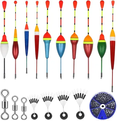 Produktbild von Angelposen Set, 10 Stück, Gummistopper und Wirbel, zum Angeln