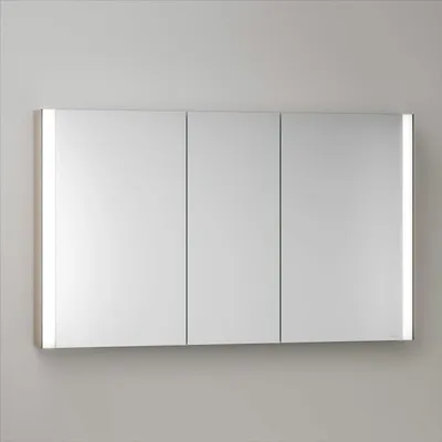 Imagen del producto de Keuco Royal Metis, espejo con armario de pared LED, 120 x 71 cm, 3 puertas con sistema de calefacción para espejo, diseño francés