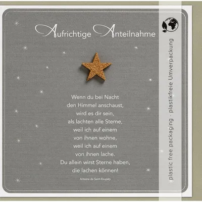 Produktbild von Trauerkarte Moments, Sternenmotiv, Umschlag, plastikfreie Umverpackung