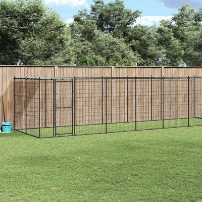 Produktbild von vidaXL Outdoor-Hundezwinger mit Überdachung Stahl 16,94 m²