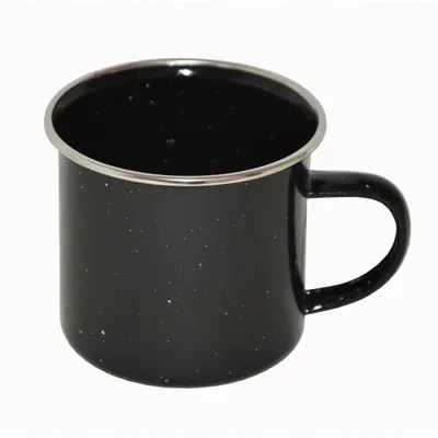 Produktbild von Tasse Emaille mit Edelstahlrand schwarz