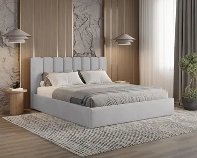 Obrázok produktu pre BESILIO čalúnená posteľ s úložným priestorom 180x200 Nuvia - štíhla posteľ s mäkkým čelom a kovovým rámom - svetlosivá
