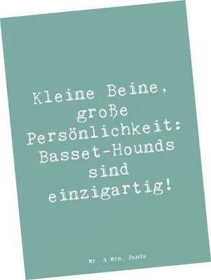 Produktbild von Mr. & Mrs. Panda Postkarte Spruch Basset Hound Persönlichkeit - Meeresbrise - Geschenk, traurige Augen, Glück, Hunderasse, Hundeliebhaber, Postkarten, bildkarte, Hund