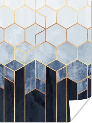 Produktbild von MuchoWow® Poster Sechseck - Gold - Schablonen 120x160 cm - Wandbilder