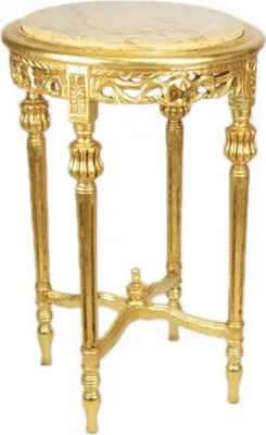 Image de Casa Padrino Table d'appoint baroque avec plateau en marbre crème rond or environ 70 x 45 cm Style antique - Téléphone Table à fleurs B