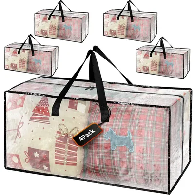 Image de Cartons de déménagement transparents avec couvercle, 4 pièces