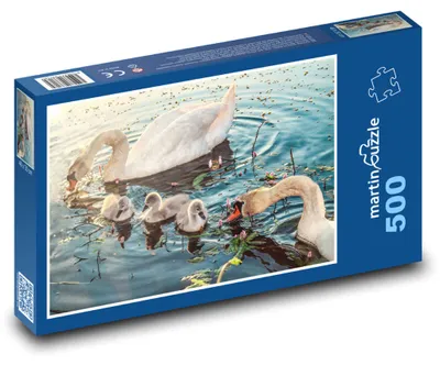 Produktbild von martinpuzzle - Puzzle 500 Teile - Die Schwanenfamilie