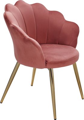 FineBuy Jedálenská stolička Tulip Velvet / Kovová čalúnená kuchynská stolička Shell Chair