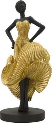 Zdjęcie produktu dla o Ferretti figurka tancerki 16,5x15x36 cm czarne złoto błyszczące