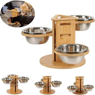 Immagine prodotto di Ciotola per cani in acciaio inossidabile da 1400 ml, regolabile in altezza, taglia media-grande