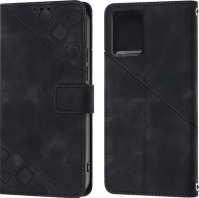 Produktbild von Hülle für Motorola Moto G 5G 2023 Prägung Flip Leder Brieftasche Schutzhülle mit Ständer Schwarz