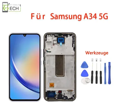 Produktbild von Für Samsung Galaxy A34 5G SM-A346 LCD (Full OLED) Display mit Rahmen Bildschirm