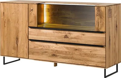 Image de MASSIVMOEBEL24 | Buffet en bois de Chêne 160x43x87 naturel huilé WIEN #220