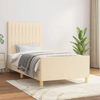 Produktbild von Bettgestell mit Kopfteil Creme 90x190 cm Stoff , Klassische Betten Design 2024