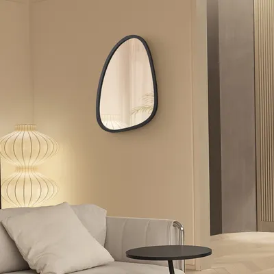 Image de Miroir mural 'Grottole' noir, mat 62x50cm asymétrique
