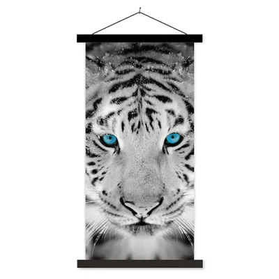 Produktbild von MuchoWow® Textilposter Tiger - Winter - Tiere 90x180 cm mit schwarzem Rahmen - Dekoration Wohnzimmer