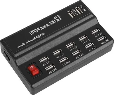 Zdjęcie produktu dla Uniwersalna stacja ładująca – 12-portowy hub USB – 12 w 1 – przetwornica 5 V 10 A z wieloma rodzajami wtyczek