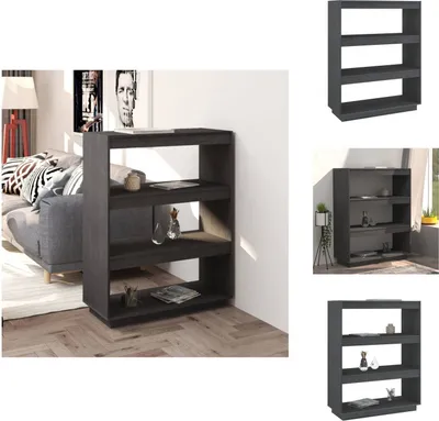 Zdjęcie produktu dla vidaXL Regał/przegroda do pokoju szary 80x35x103 cm lite drewno sosnowe - Regały i biblioteczki