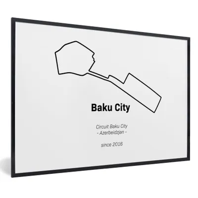 Produktbild von MuchoWow® Gerahmtes Poster Formel 1 - Baku - Rennstrecke 90x60 cm - Poster mit Schwarzem Bilderrahmen Wandposter Rahmen Foto Bilder - Fotorahmen - Foto-Plakat