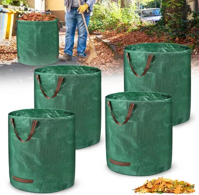 Image de FIVMEN 2x sac de jardin sac à déchets de jardin 272 litres sac à feuilles autoportant sac de jardin avec poignée sac à feuilles stable, robuste en toile de polypropylène 150GSM