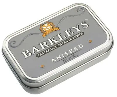 Produktbild von Barkleys Aniseed Pastillen mit Anis Geschmack in einer Metalldose 50g
