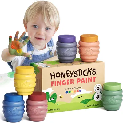 Imagen del producto de Pintura para dedos (6 colores vibrantes), pintura lavable y segura para niños de 1 a 5 años, a base de agua, ecológica