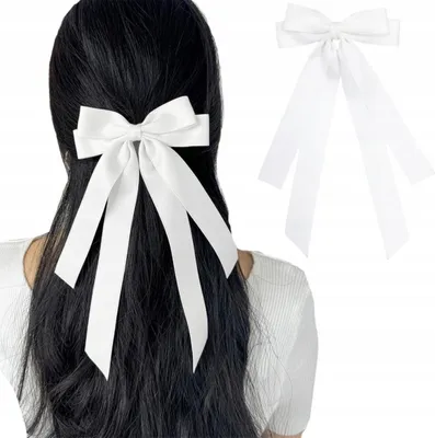 Produktbild von Haarspange - Schleife - Band - Elegant - Lang - Schleifenverzierung - Weiß - Damen