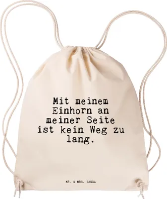 Produktbild von Mr. & Mrs. Panda gym rucksack Mit meinem Einhorn an... - Transparent - Geschenk, Turnbeutel, Sprüche, Spruch Freundin, Einhörner, Weisheiten Zitate Lustig Weisheit Worte