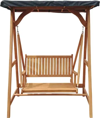 Productafbeelding van AXI Kari Hollywoodschommel van Teakhout | Tuinschommel / Schommelbank van Hout met Zonnedak & Armleuningen | Outdoor / Tuin Lounge Stoel voor 1 persoon | Belastbaar tot 120 kg