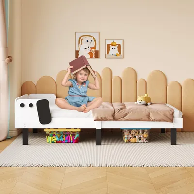 Produktbild von UnboxG Polsterbett 90x200cm, Kinderbett, Einzelbett mit Kinderbett, Hundemotiv, Klassisches ,Bett Kinderbett ,Jugendbett mit Lattenrost für Jungen & Mädchen