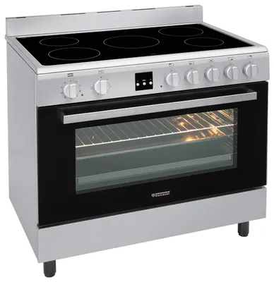 Produktbild von Oranier DC 1999 Elektroherd, Edelstahldekor, 92 l Volumen, 89 cm Breite, , Ober-/Unterhitze + Umluft, 5 Kochfelder, Hitzeschutz-TÃ1/4r, integrierte Uhr