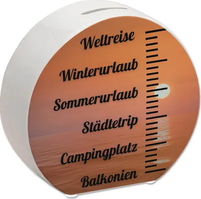 Produktbild von Urlaubsziele Spardose mit Spruch
