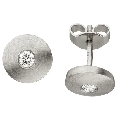 Produktbild von Ohrstecker 950 Platin matt 2 Diamanten Brillanten Ohrringe Platinohrringe